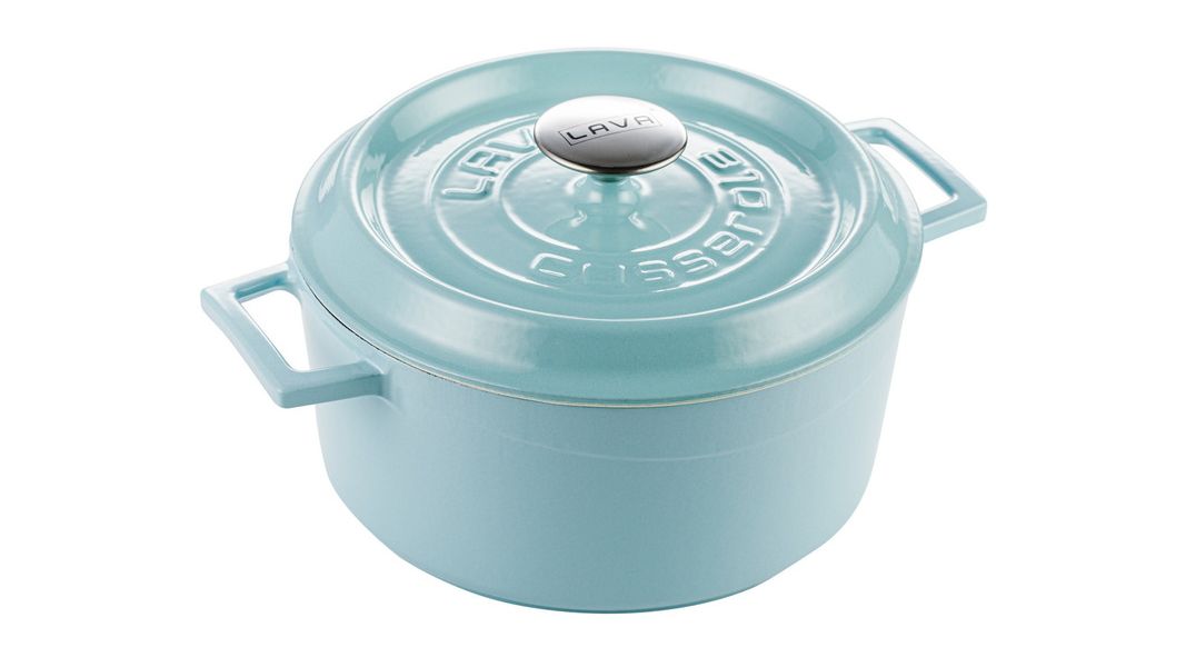 Кастрюля чугунная эмалированная бирюзовая с крышкой 24 см, 4,5 л, LAVA, изображение 2