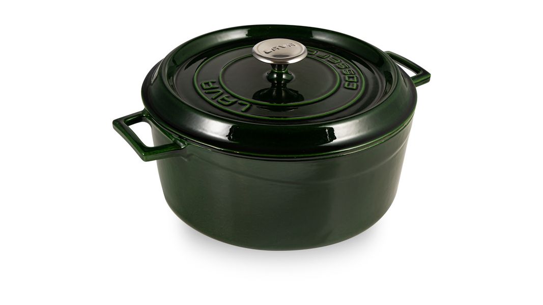 Кастрюля чугунная эмалированная зеленая с крышкой 28 см, 6,7 л, LAVA, изображение 4