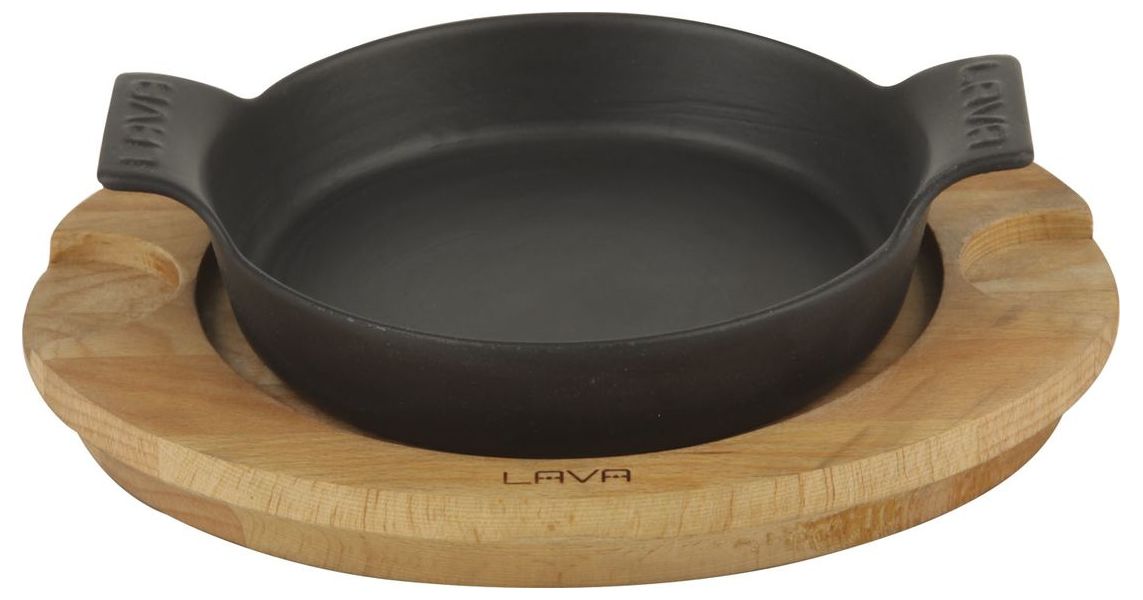 Сковорода круглая чугунная с 2-мя ручками на деревянной подставке, 18 см, 0.54 л, LAVA, изображение 2