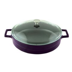 Кастрюля чугунная эмалированная фиолетовая со стеклянной крышкой, 28 см, 3,51 л, LAVA, Диаметр, см: 28, Цвет: Фиолетовый