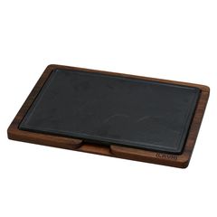 Блюдо чугунное прямоугольное на деревянной подставке, 20*30см, LAVA