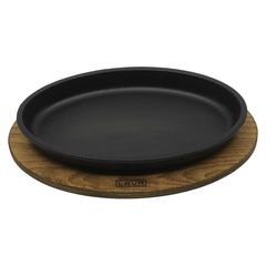 Сковорода овальная чугунная на деревянной подставке, 15*25 см, LAVA