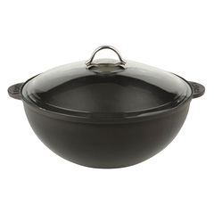 Казан чугунный со стеклянной крышкой, 30 см, 6,5 л, LAVA, Диаметр, см: 30, Цвет: Черный