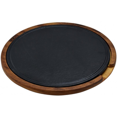 Блюдо чугунное на деревянной подставке, 29 см, LAVA, Диаметр, см: 29