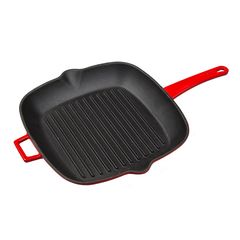 Сковорода-гриль чугунная эмалированная красная, 28*28 см, 2,19 л, LAVA