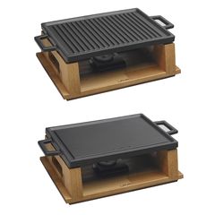 Сковорода-гриль чугунная с 2-мя ручками на деревянной подставке, 20*30 см, LAVA