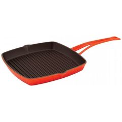 Сковорода-гриль чугунная эмалированная оранжевая, 26х26 см, 1,51 л, LAVA, Цвет: Оранжевый