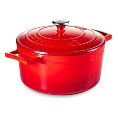 Кастрюля чугунная эмалированная красная с крышкой 20 см, 2,8 л, LAVA