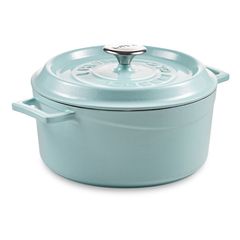 Кастрюля чугунная эмалированная бирюзовая с крышкой 24 см, 4,5 л, LAVA