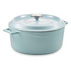 Кастрюля чугунная эмалированная бирюзовая с крышкой 28 см, 6,7 л, LAVA