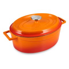 Утятница чугунная эмалированная оранжевая 23*29 см, 4,7 л, LAVA