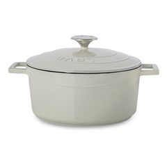 Кастрюля чугунная эмалированная кремовая с крышкой 24 см, 4,5 л, LAVA