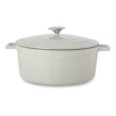Кастрюля чугунная эмалированная кремовая с крышкой 28 см, 6,7 л, LAVA