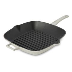 Сковорода-гриль квадратная чугунная эмалированная кремовая 26 см, 1,85 л, LAVA