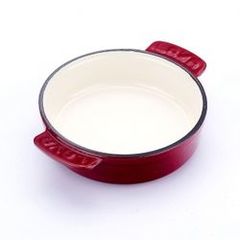 Кастрюля чугунная эмалированная красная без крышки, 14см, 0,36 л, LAVA