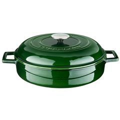 Кастрюля чугунная эмалированная зеленая с крышкой, 28 см, 3,51 л, LAVA