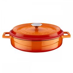 Кастрюля чугунная эмалированная оранжевая, 28 см, 3,51 л, LAVA