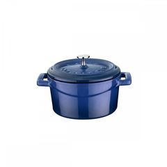 Кастрюля порционная круглая чугунная эмалированная синяя, 10 см, 0,35 л, LAVA, Диаметр, см: 10, Цвет: Синий