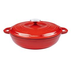 Кастрюля чугунная эмалированная красная с крышкой, 28 см, 3,26 л, LAVA