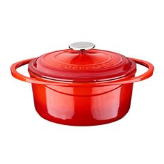 Кастрюля чугунная эмалированная красная с крышкой, 24 см, 3,5 л, LAVA