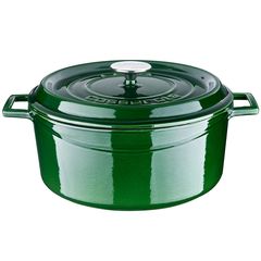 Кастрюля чугунная эмалированная зеленая с крышкой 28 см, 6,7 л, LAVA