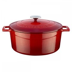 Кастрюля чугунная эмалированная красная, 28 см, 6,71 л, LAVA