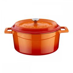 Кастрюля чугунная эмалированная оранжевая, 24 см, 4,49 л, LAVA