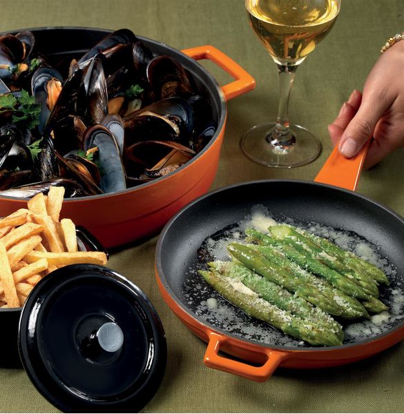 Сковорода чугунная эмалированная оранжевая 16 см, 400 мл, LAVA, изображение 3