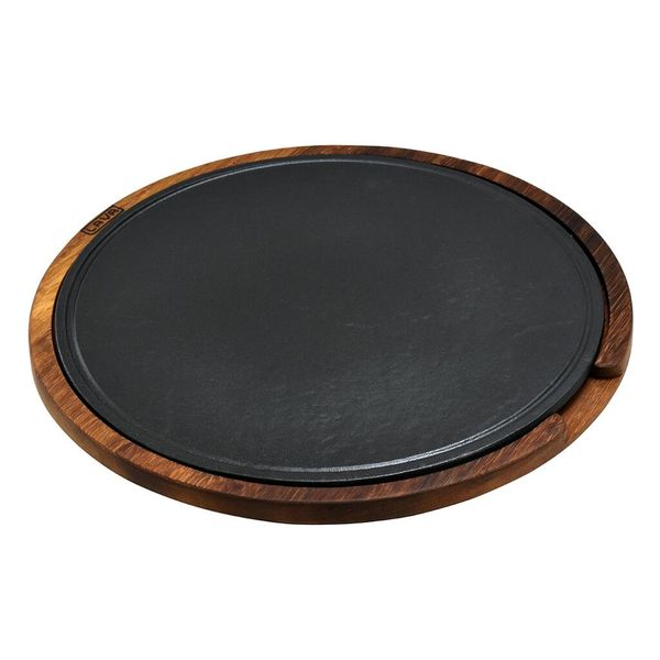 Блюдо чугунное на деревянной подставке, 33 см, LAVA, Диаметр, см: 33