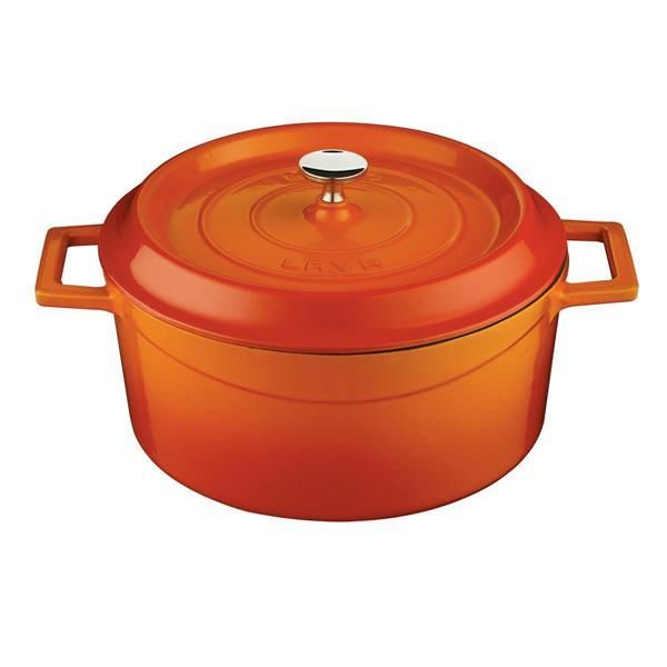 Кастрюля чугунная эмалированная оранжевая, 28 см, 6,71 л, LAVA, Диаметр, см: 28, Объем, мл: 6710, Цвет: Оранжевый, изображение 2