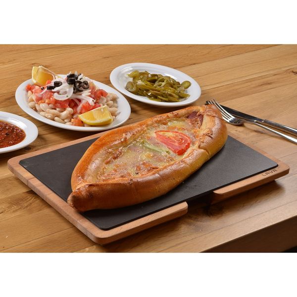 Блюдо чугунное прямоугольное на деревянной подставке, 24*33 см, LAVA, изображение 3