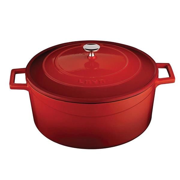 Кастрюля чугунная эмалированная красная, 28 см, 6,71 л, LAVA, изображение 2