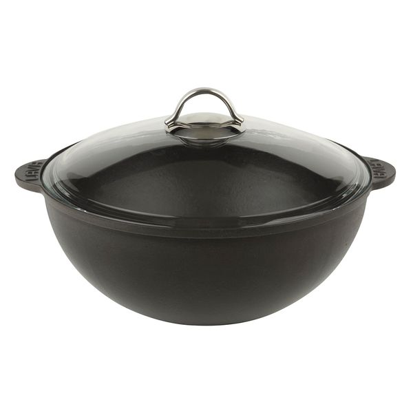 Казан чугунный со стеклянной крышкой, 30 см, 6,5 л, LAVA, Диаметр, см: 30, Цвет: Черный