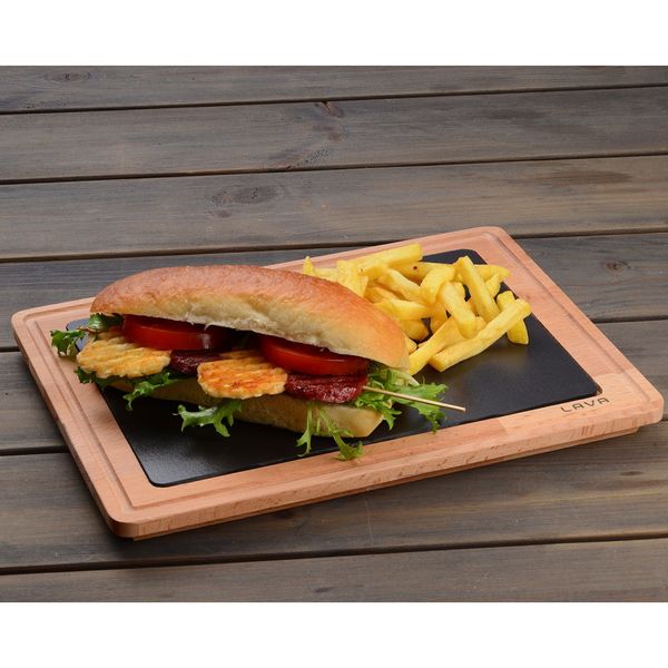 Блюдо чугунное прямоугольное на деревянной подставке, 25*35 см, LAVA, изображение 2