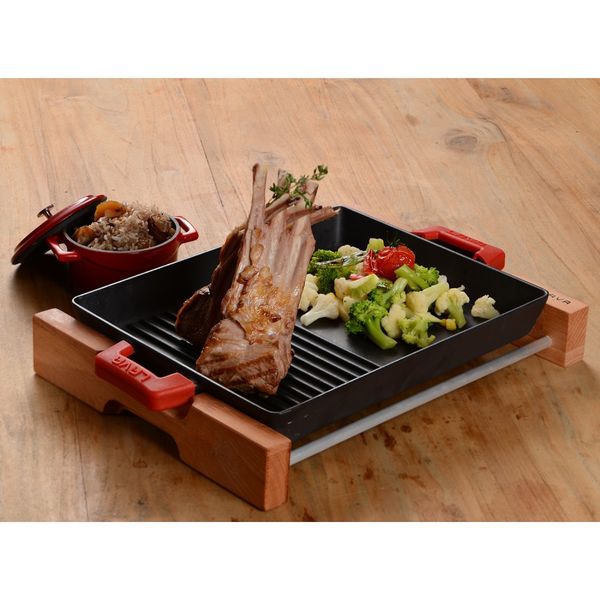 Сковорода-гриль чугунная на деревянной подставке, 26*32 см, LAVA, изображение 5