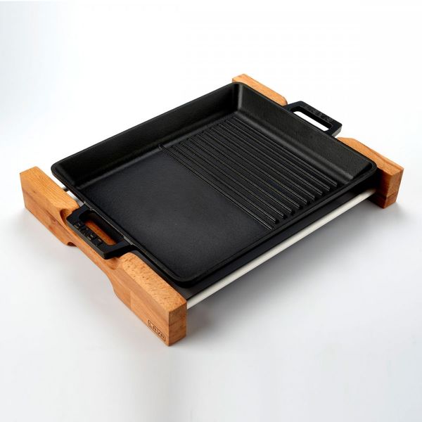 Сковорода-гриль чугунная на деревянной подставке, 26*32 см, LAVA, изображение 3