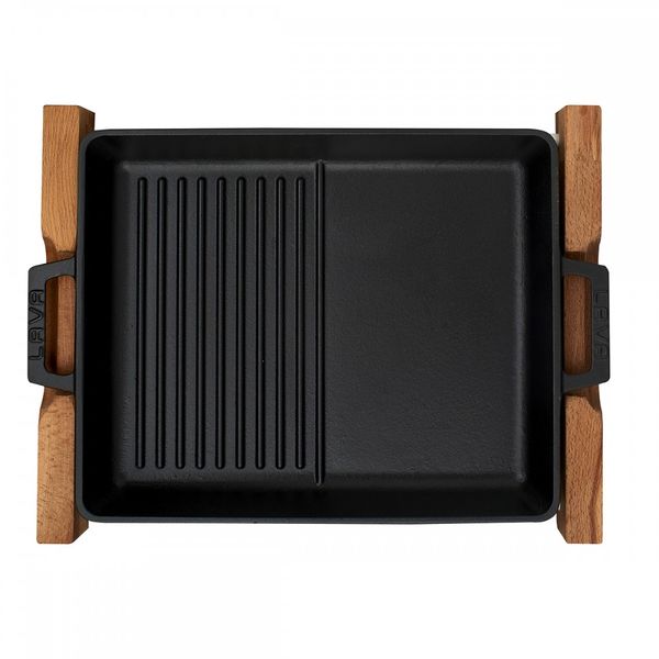 Сковорода-гриль чугунная на деревянной подставке, 26*32 см, LAVA, изображение 4