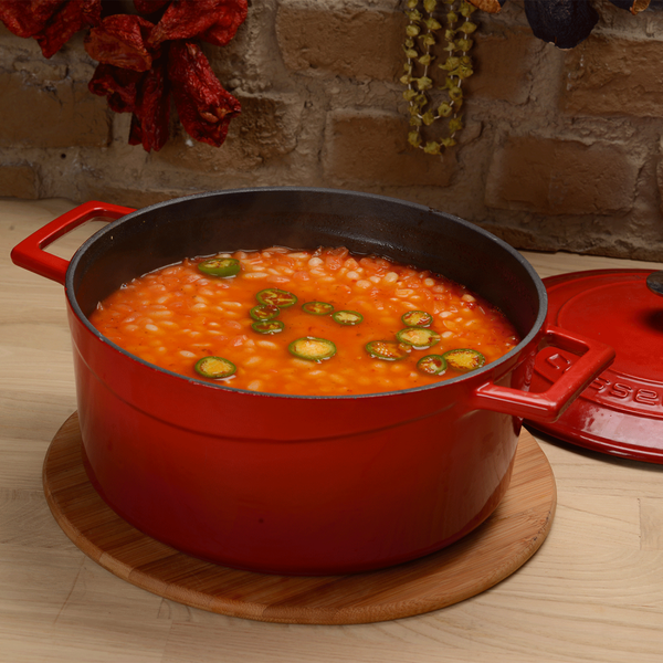 Кастрюля овальная чугунная эмалированная красная с крышкой, 25x21 см, 3,19 л, LAVA, Цвет: Красный, изображение 4