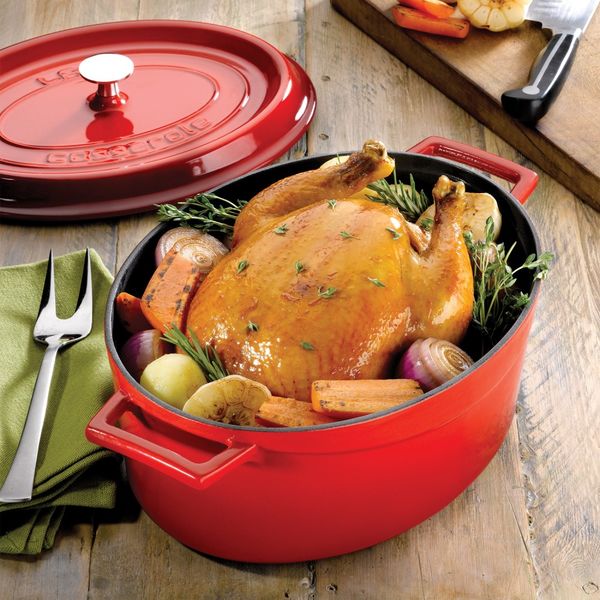 Кастрюля овальная чугунная эмалированная красная, 4,67 л, LAVA, изображение 5