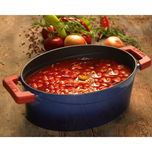 Кастрюля овальная чугунная эмалированная красная, 25x31 см, 7,06 л, LAVA, Цвет: Красный, изображение 8