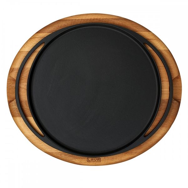 Блюдо чугунное чугун на деревянной подставке, 28 см, LAVA, Диаметр, см: 28, изображение 3