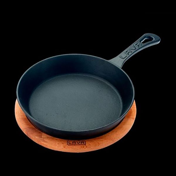 Сковорода круглая чугунная на деревянной подставке, 20 см, LAVA, Диаметр, см: 20, Цвет: Черный, изображение 2