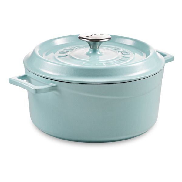 Кастрюля чугунная эмалированная бирюзовая с крышкой 24 см, 4,5 л, LAVA