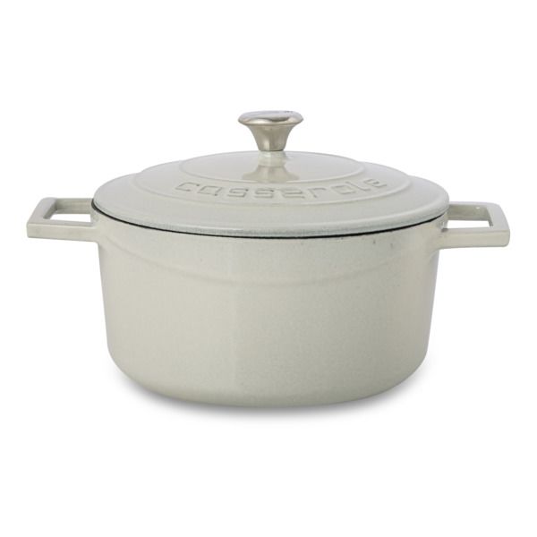 Кастрюля чугунная эмалированная кремовая с крышкой 20 см, 2,8 л, LAVA