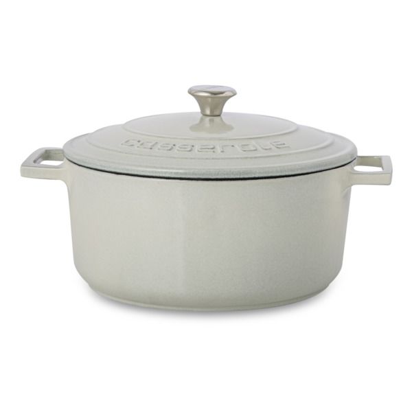 Кастрюля чугунная эмалированная кремовая с крышкой 22 см, 3,4 л, LAVA