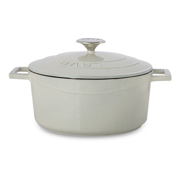 Кастрюля чугунная эмалированная кремовая с крышкой 24 см, 4,5 л, LAVA