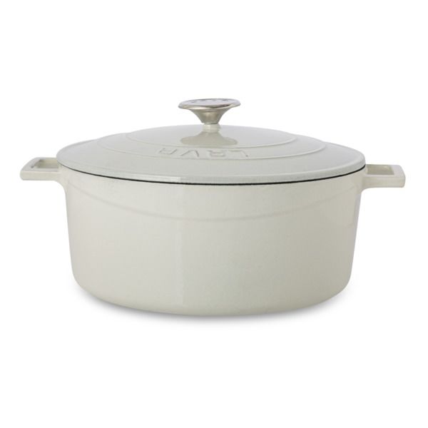 Кастрюля чугунная эмалированная кремовая с крышкой 28 см, 6,7 л, LAVA