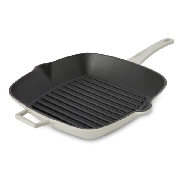 Сковорода-гриль квадратная чугунная эмалированная кремовая 26 см, 1,85 л, LAVA