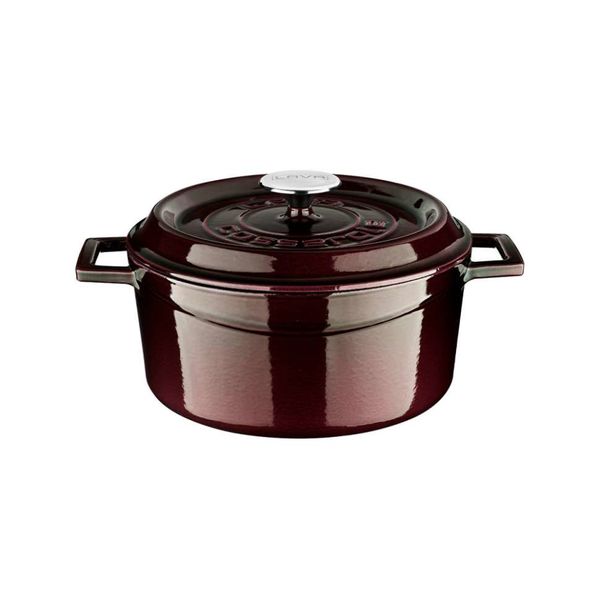 Кастрюля чугунная эмалированная фиолетовая, 28 см, 6,71 л, LAVA, Диаметр, см: 28, Объем, мл: 6710