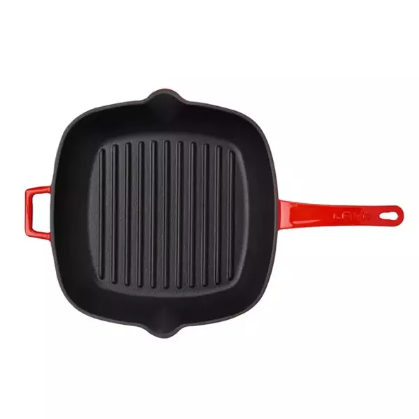 Сковорода-гриль чугунная эмалированная красная, 28*28 см, 2,19 л, LAVA, изображение 4